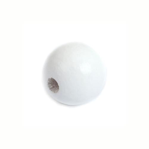 Beads, Wood, Natural, Round, White, Painted, 15mm - BEADED CREATIONS