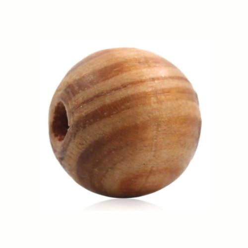 Beads, Wood, Natural, Striped, Round, Burly Wood, 16mm - BEADED CREATIONS