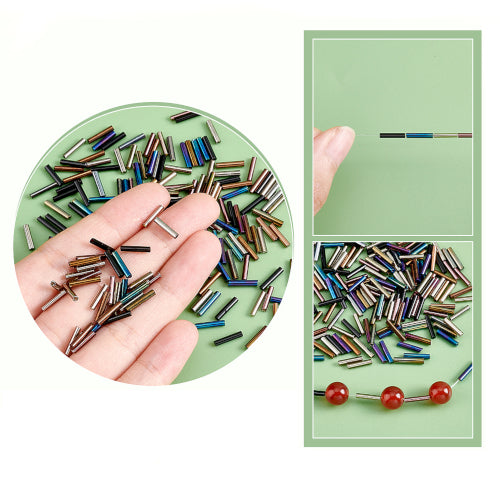 Bugle Beads, Glass, Metallic, Assorted Colors, 9x2mm - BEADED CREATIONS