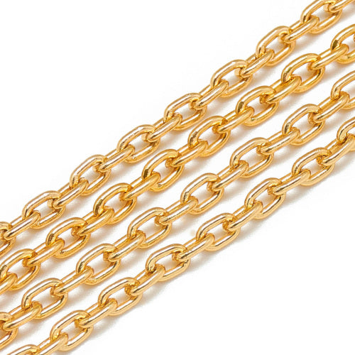 Cable Chain, Aluminium, Oval, Open Link, Gold Plated, 5.3x3.5mm - BEADED CREATIONS
