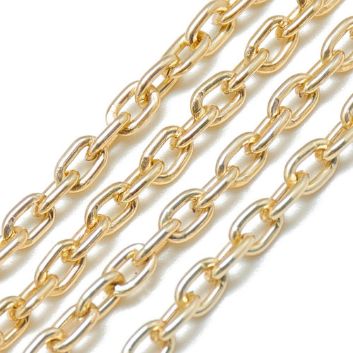 Cable Chain, Aluminium, Oval, Open Link, Light Gold, 4.6x3.1mm - BEADED CREATIONS