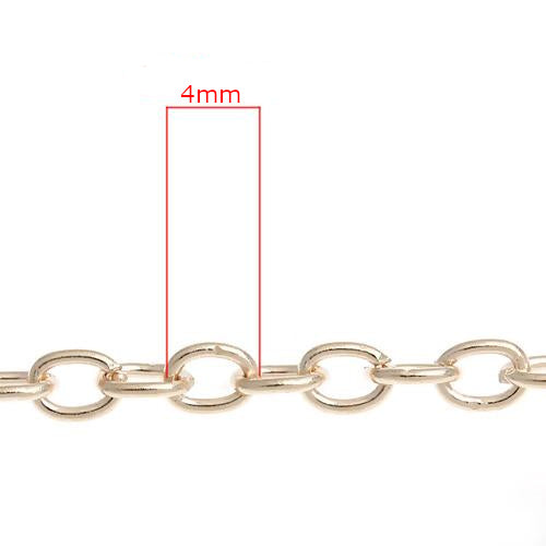 Cable Chain, Iron, Open Link, Oval, Light Gold Plated, 4x3mm - BEADED CREATIONS