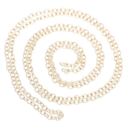 Cable Chain, Iron, Open Link, Oval, Light Gold Plated, 4x3mm - BEADED CREATIONS