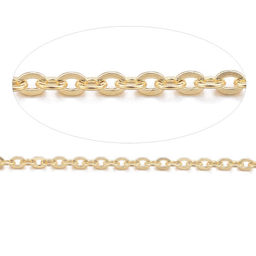 Cable Chain, Stainless Steel, Flat, Oval, Soldered, (IP) Gold, 1.5x1.3mm - BEADED CREATIONS