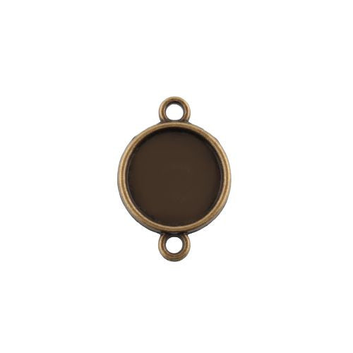 Cabochon Connector Settings, Alloy, Flat, Round, Plain Edge Bezel Cup, Antique Bronze, Fits 10mm - BEADED CREATIONS