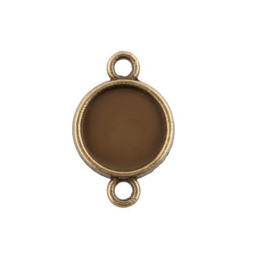 Cabochon Connector Settings, Alloy, Flat, Round, Plain Edge Bezel Cup, Antique Bronze, Fits 12mm - BEADED CREATIONS