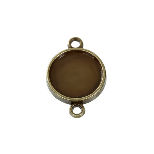 Cabochon Connector Settings, Alloy, Flat, Round, Plain Edge Bezel Cup, Antique Bronze, Fits 14mm - BEADED CREATIONS