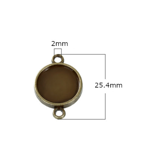 Cabochon Connector Settings, Alloy, Flat, Round, Plain Edge Bezel Cup, Antique Bronze, Fits 14mm - BEADED CREATIONS
