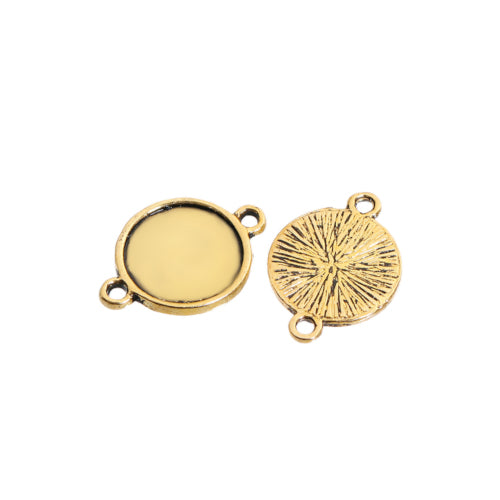 Cabochon Connector Settings, Alloy, Flat, Round, Plain Edge Bezel Cup, Antique Gold, Fits 12mm - BEADED CREATIONS