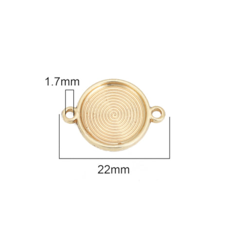 Cabochon Connector Settings, Evil Eye, Alloy, Flat, Round, Plain Edge Bezel Cup, Gold Plated, Fits 14mm - BEADED CREATIONS