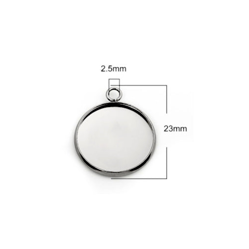 Cabochon Setting, 304 Stainless Steel, Pendant Base, Round, Silver Tone, Bezel Cup, Fits 18mm - BEADED CREATIONS