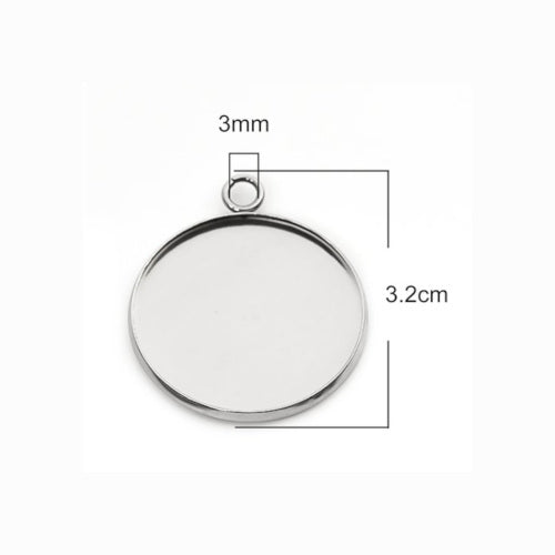 Cabochon Setting, 304 Stainless Steel, Pendant Base, Round, Silver Tone, Bezel Cup, Fits 25mm - BEADED CREATIONS
