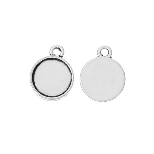 Cabochon Setting, Alloy, Pendant Base, Round, Antique Silver, Bezel Cup, Fits 10mm - BEADED CREATIONS