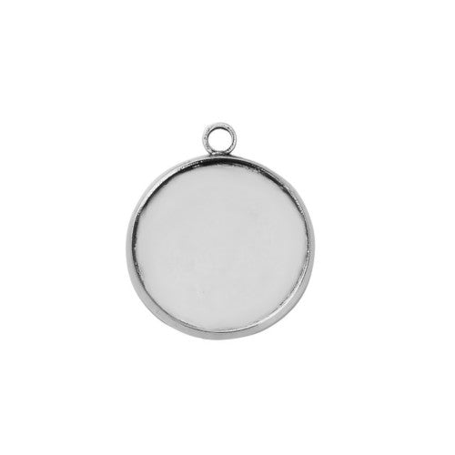 Cabochon Setting, Alloy, Pendant Base, Round, Antique Silver, Bezel Cup, Fits 18mm - BEADED CREATIONS