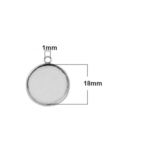 Cabochon Setting, Alloy, Pendant Base, Round, Antique Silver, Bezel Cup, Fits 18mm - BEADED CREATIONS