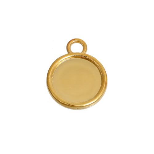 Cabochon Setting, Alloy, Pendant Base, Round, Gold Plated, Bezel Cup, Fits 12mm - BEADED CREATIONS