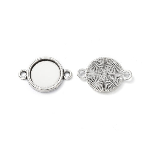 Cabochon Setting, Connector, Link, Antique Silver, Alloy, Round, Bezel Cup, Fits 12mm - BEADED CREATIONS