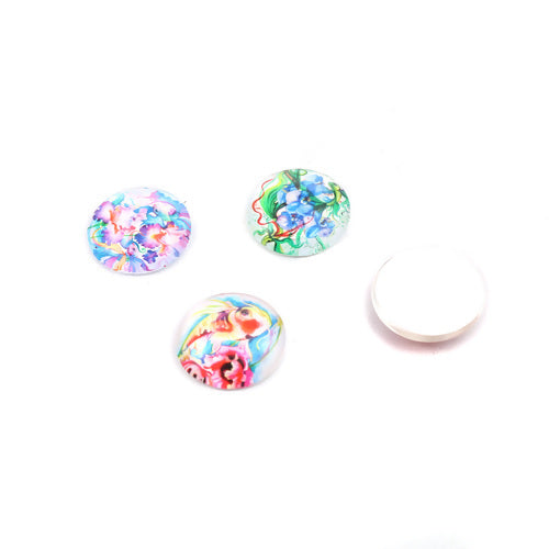 Cabochons, Glass, Dome, Seals, Flat Back, Assorted, Floral, 20mm - BEADED CREATIONS