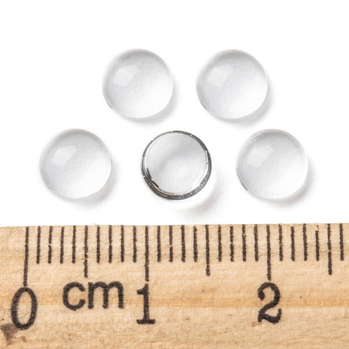 Cabochons, Glass, Dome, Seals, Round, Flat Back, Transparent, Clear, 6mm - BEADED CREATIONS