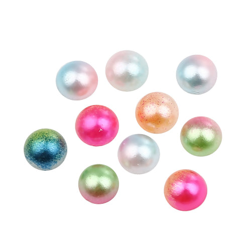 Cabochons, Multicolored, Ombre, Acrylic, Hemispherical, Dome, Seals, 8mm - BEADED CREATIONS