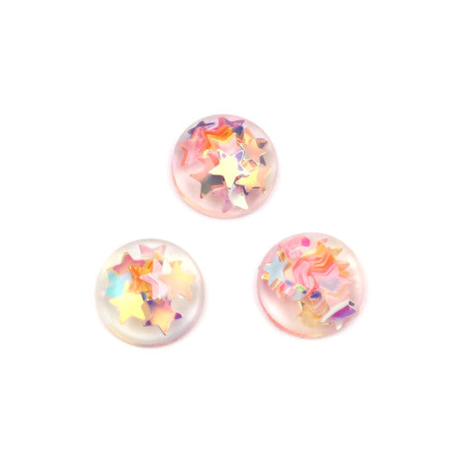 Cabochons, Resin, Dome, Seals, Multicolored, Stars, 10mm - BEADED CREATIONS