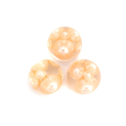 Cabochons, Resin, Dome, Seals, Peach, Acrylic Pearl, 15mm - BEADED CREATIONS