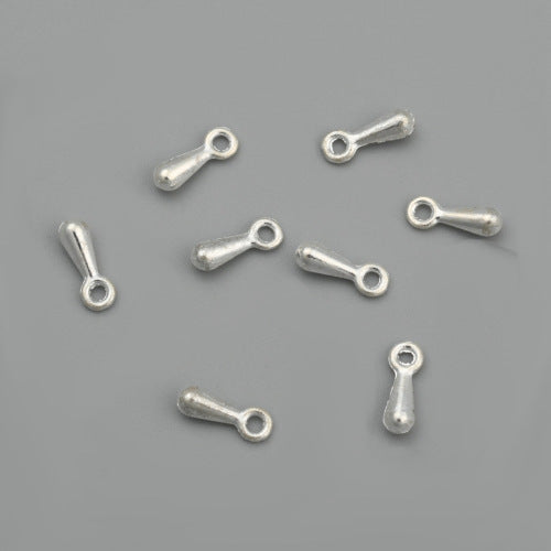Chain Extender Connectors, Chain Extender Drops, Teardrop, Silver Plated, Alloy, 7mm - BEADED CREATIONS
