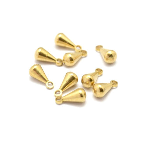 Chain Extender Connectors, Extender Chain Drops, Teardrop, Brass, Raw (Unplated), 6mm - BEADED CREATIONS