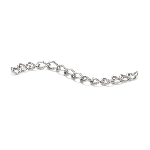 Chain Extenders, 304 Stainless Steel, With Soldered Twisted Curb Chain, Silver Tone, 40x3mm - BEADED CREATIONS