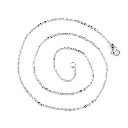 Chain Necklace, 304 Stainless Steel, 3x2mm, Cable Link Chain Necklace, With Lobster Clasp, Silver Tone, 43.5cm