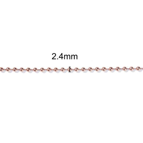 Chain Necklace, 304 Stainless Steel, Ball Chain Necklace, With Lobster Claw Clasp, Rose Gold, 75.5cm - BEADED CREATIONS
