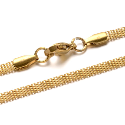 Chain Necklace, 304 Stainless Steel, Bar Link Chain Necklace, Gold Plated, 45cm - BEADED CREATIONS