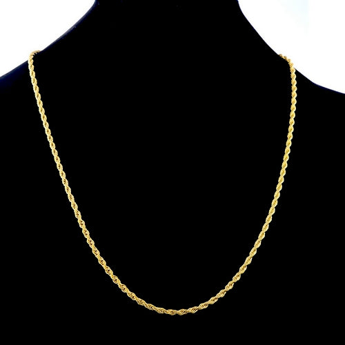 Chain Necklace, 304 Stainless Steel, Braided French Rope Chain Necklace, Gold Plated, 55cm - BEADED CREATIONS