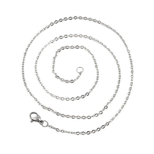 Chain Necklace, 304 Stainless Steel, Cable Link Chain Necklace, With Lobster Claw Clasp, Silver Tone, 49cm - BEADED CREATIONS