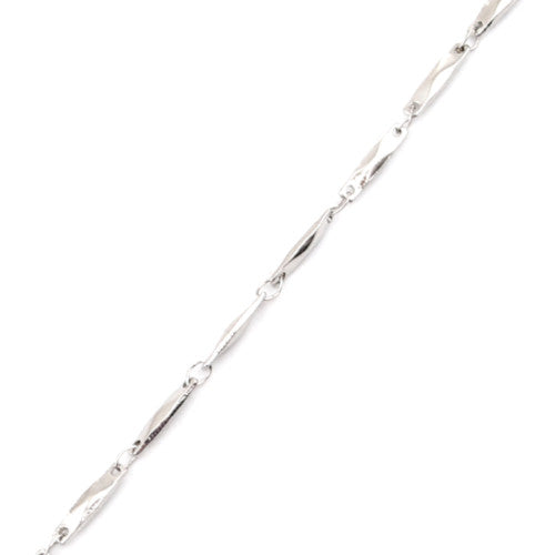Chain Necklace, 304 Stainless Steel, Fancy, Faceted Rectangle Link Chain Necklace, With Extender Chain, Silver Tone, 45cm - BEADED CREATIONS