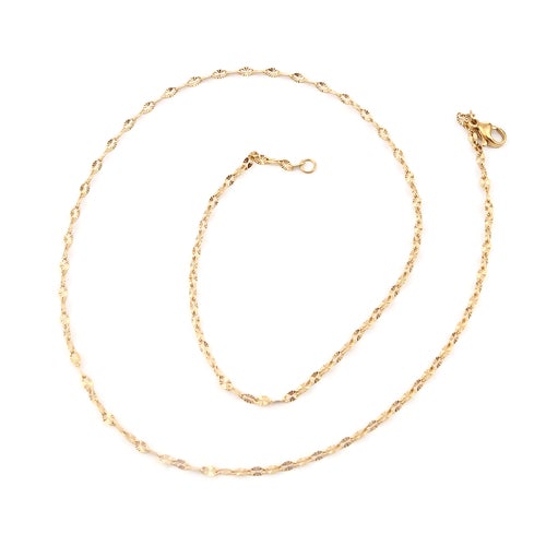Chain Necklace, 304 Stainless Steel, Fancy, Oval Dapped Cable Chain Necklace, Gold Plated, 50cm - BEADED CREATIONS