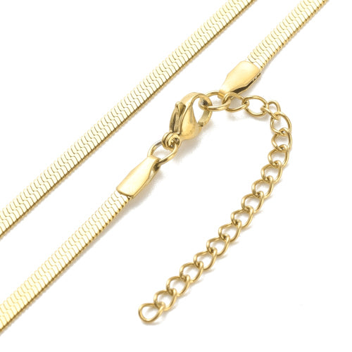 Chain Necklace, 304 Stainless Steel, Herringbone Chain Necklace, With Extender Chain, Golden, 40.5cm - BEADED CREATIONS