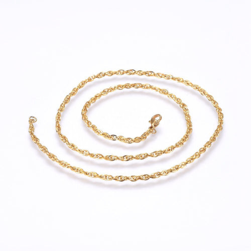 Chain Necklace, 304 Stainless Steel, Rope Chain Necklace, With Lobster Claw Clasp, Golden, 50cm - BEADED CREATIONS