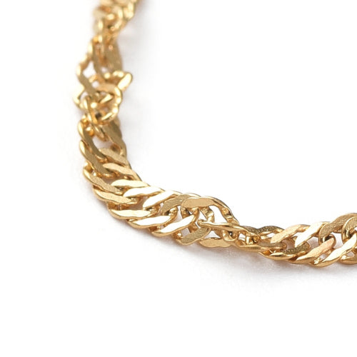 Chain Necklace, 304 Stainless Steel, Singapore Chain, Water Wave Chain Necklace, With Lobster Claw Clasp, Gold Plated, 50.5cm - BEADED CREATIONS