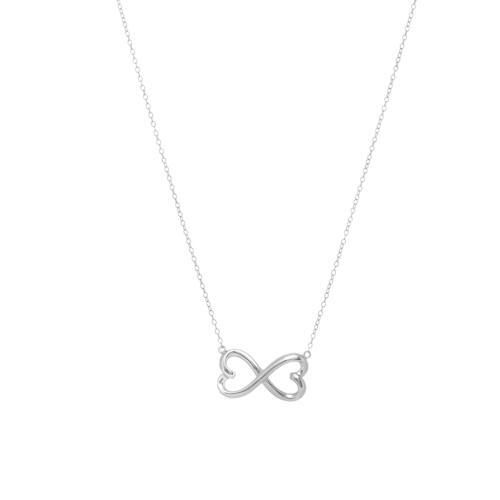Chain Necklace, Infinity Heart Pendant Chain With Lobster Claw Clasp, Silver Plated, Alloy, 45.72cm - BEADED CREATIONS
