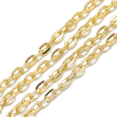 Chain, Aluminium, Cable Chain, Flat, Oval, Open Link, Light Gold, 4.6x3.1mm - BEADED CREATIONS