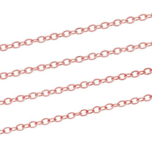 Chain, Brass, Cable Chain, Open Link, Oval, Rose Gold, 2x1.5mm - BEADED CREATIONS