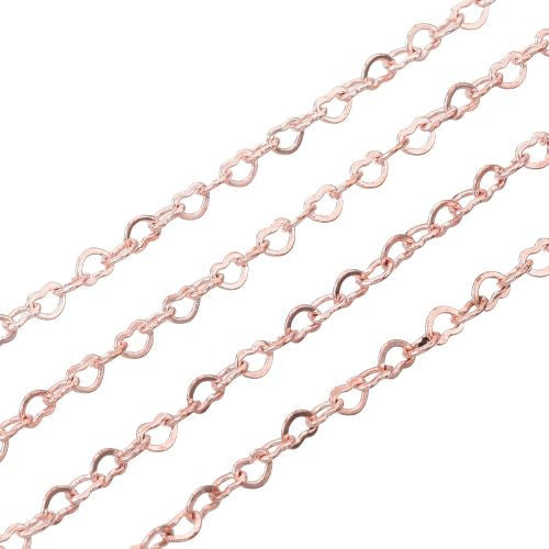 Chain, Brass, Decorative Handmade Chain, Heart Link Chain, Soldered, Rose Gold, 1.8x2.4mm - BEADED CREATIONS