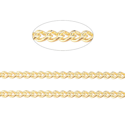 Chain, Brass, Diamond Cut, Faceted, Curb Chain, Soldered, Matte Gold, 1.5x1mm - BEADED CREATIONS