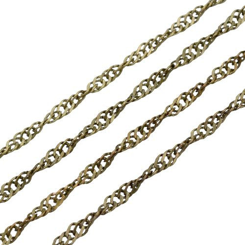 Chain, Brass, Singapore Chain, Water Wave Chain, Soldered, Antique Bronze, 2.5x1.7mm - BEADED CREATIONS