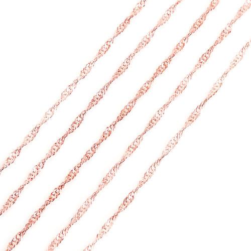 Chain, Brass, Singapore Chain, Water Wave Chain, Soldered, Rose Gold, 3x2mm - BEADED CREATIONS