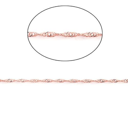 Chain, Brass, Singapore Chain, Water Wave Chain, Soldered, Rose Gold, 3x2mm - BEADED CREATIONS
