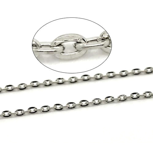 Chain, Iron, Cable Chain, Open Link, Flat, Oval, Silver Tone, 3x2.2mm - BEADED CREATIONS
