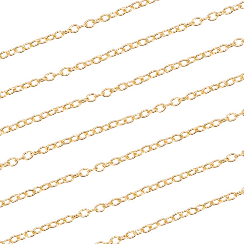 Chain, Iron, Cable Chain, Open Link, Oval, Gold Plated, 3x4mm - BEADED CREATIONS