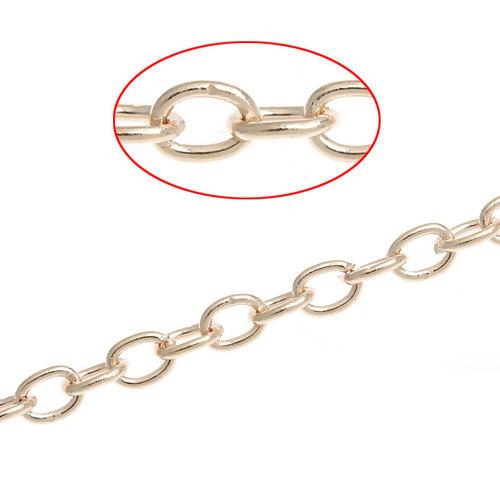 Chain, Iron, Cable Chain, Open Link, Oval, Light Gold, 4x3mm - BEADED CREATIONS